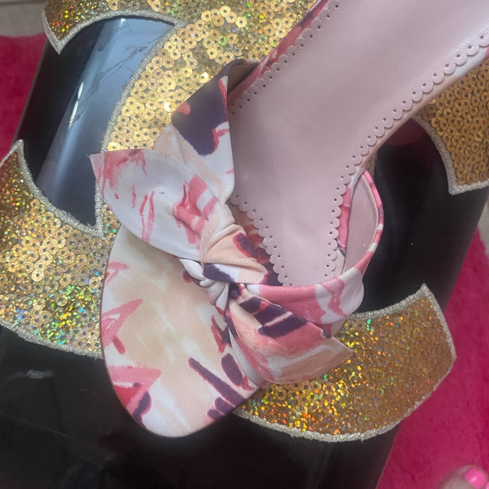 Pretty in Pink. Fabric slip on Mules with bow. Sexy multi colors 👡👡 - Picture 7 of 16